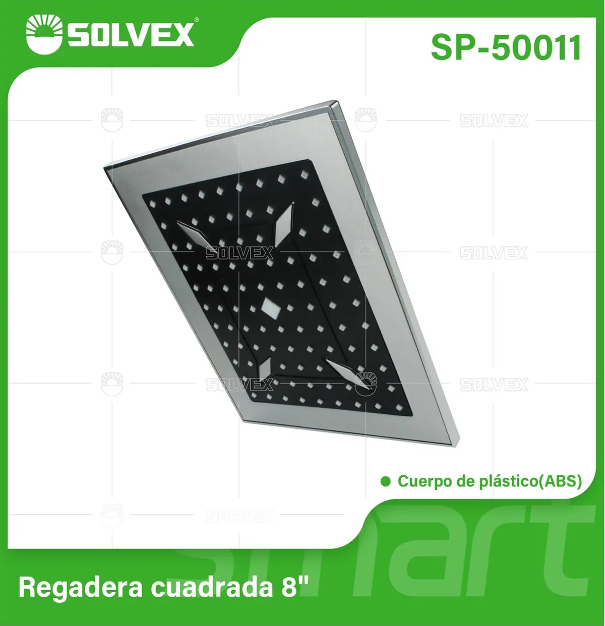 Regadera Para Ducha Cuadrada 8" Cromada. Cabezal Plástico Abs Con Bola De Latón. 1