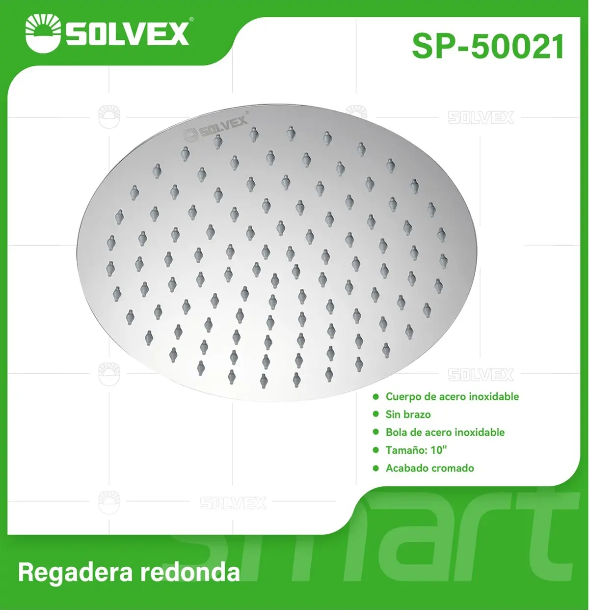 Cabezal De Ducha Redondo 10". Regadera De Acero Inoxidable Cromada. 1
