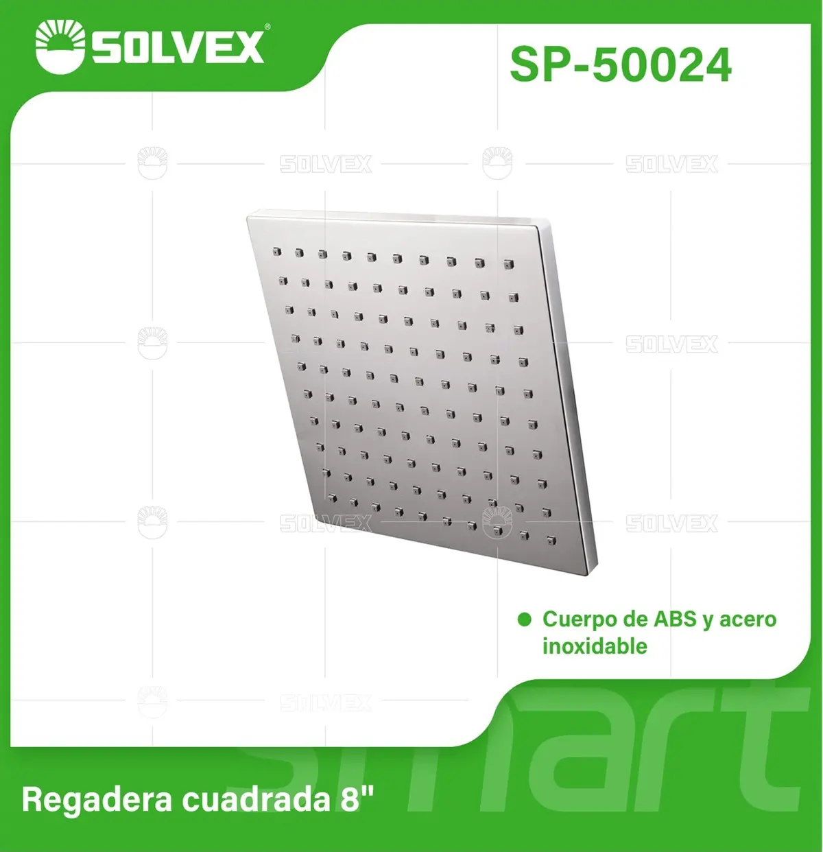 Regadera Para Ducha Cuadrada 8" Cromada. Cabezal De Plástico Abs Y Acero Inoxidable Resistente. 1