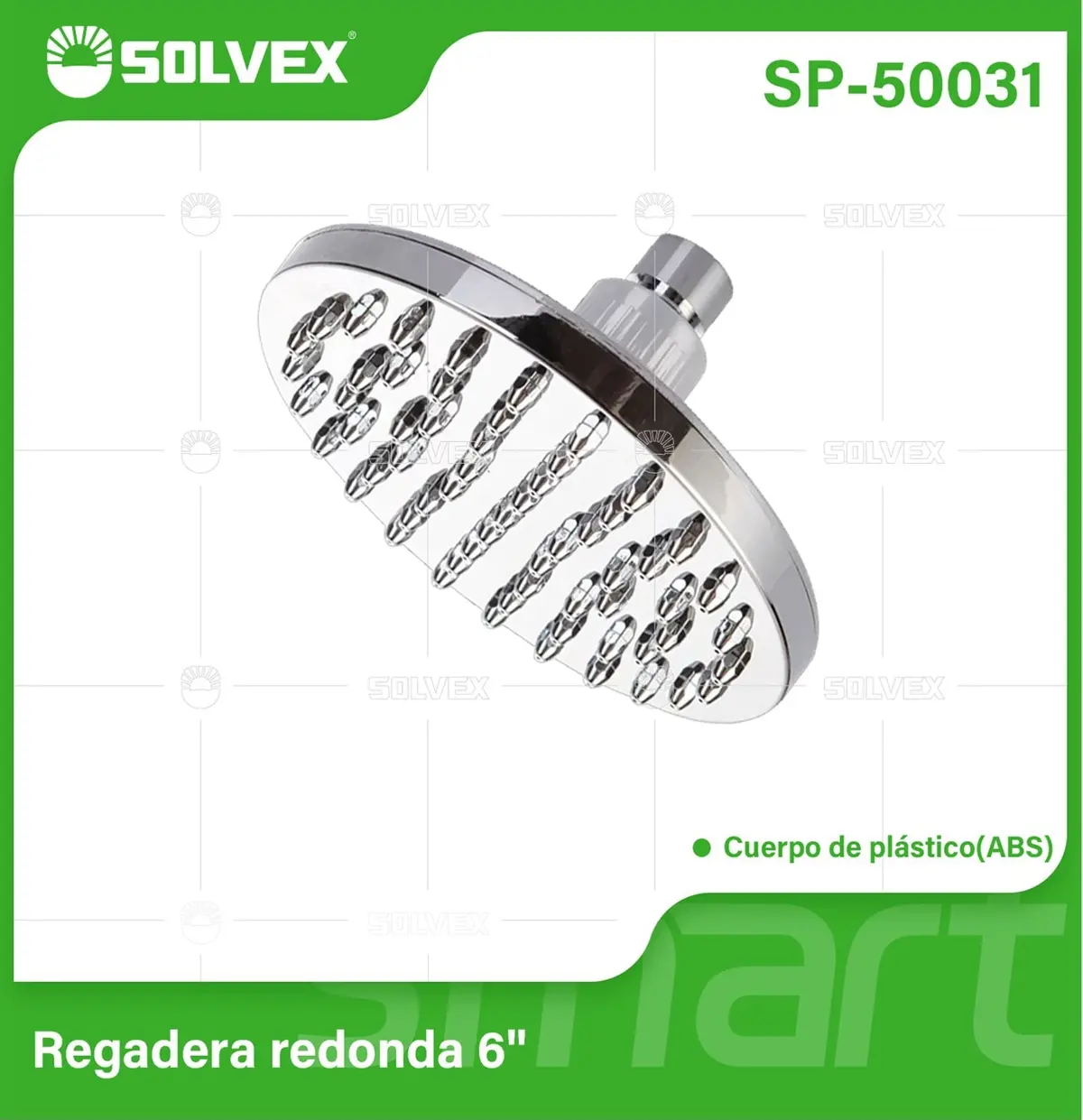 Regadera Para Ducha Redonda 6" Cromada. Cabezal De Plástico Abs Resistente. 1