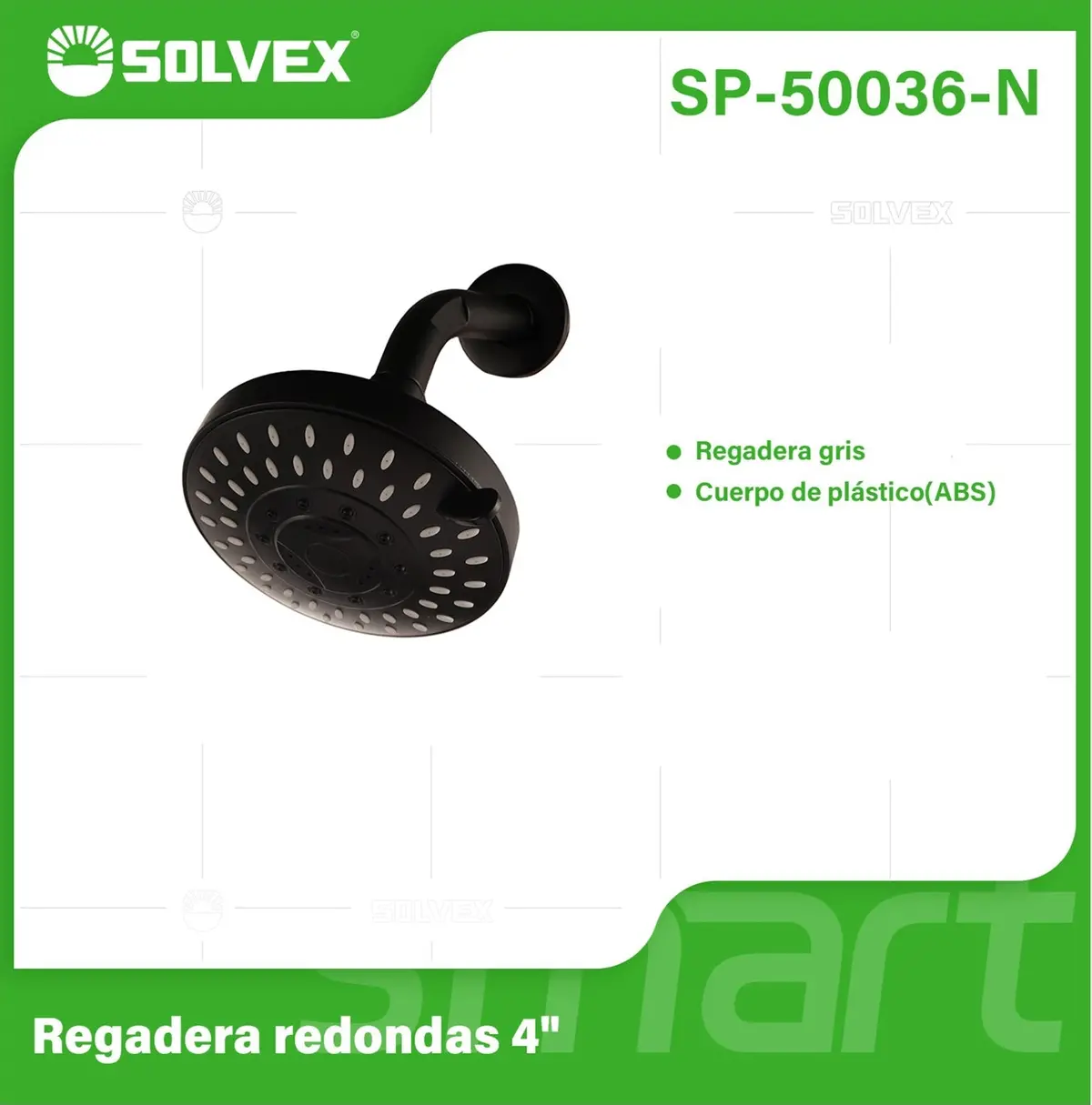 Regadera Para Ducha Redonda 5". Cabezal De Plástico Abs Con 5 Funciones. Color Negro. 1