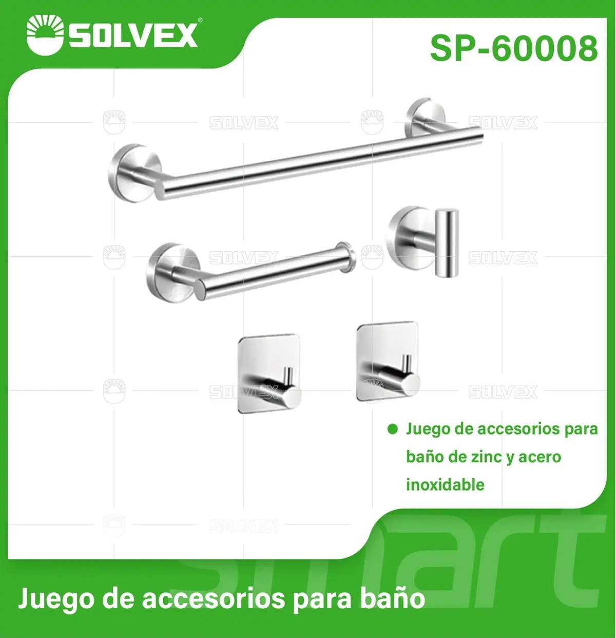 Accesorios Para Baño. Set De 5 Piezas. Acero Inoxidable Y Zinc. Acabado Cromado Brillante. 1