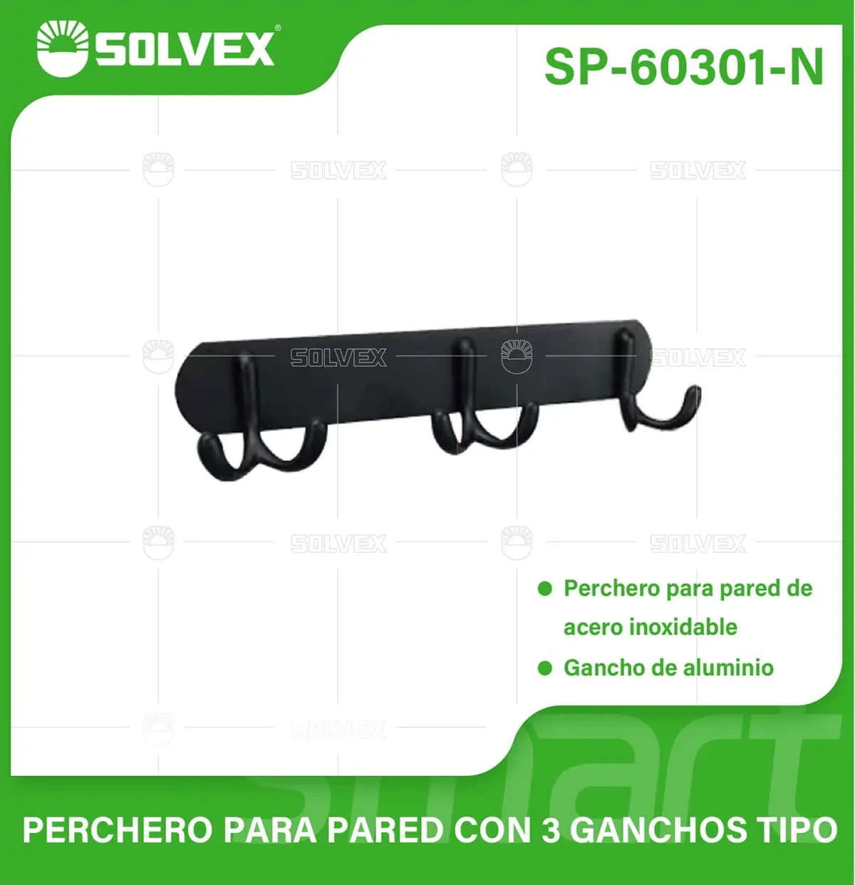Perchero De Pared Con 3 Ganchos. Acero Inoxidable Y Aluminio. Color Negro. Ideal Para Toallas O Ropa. 1