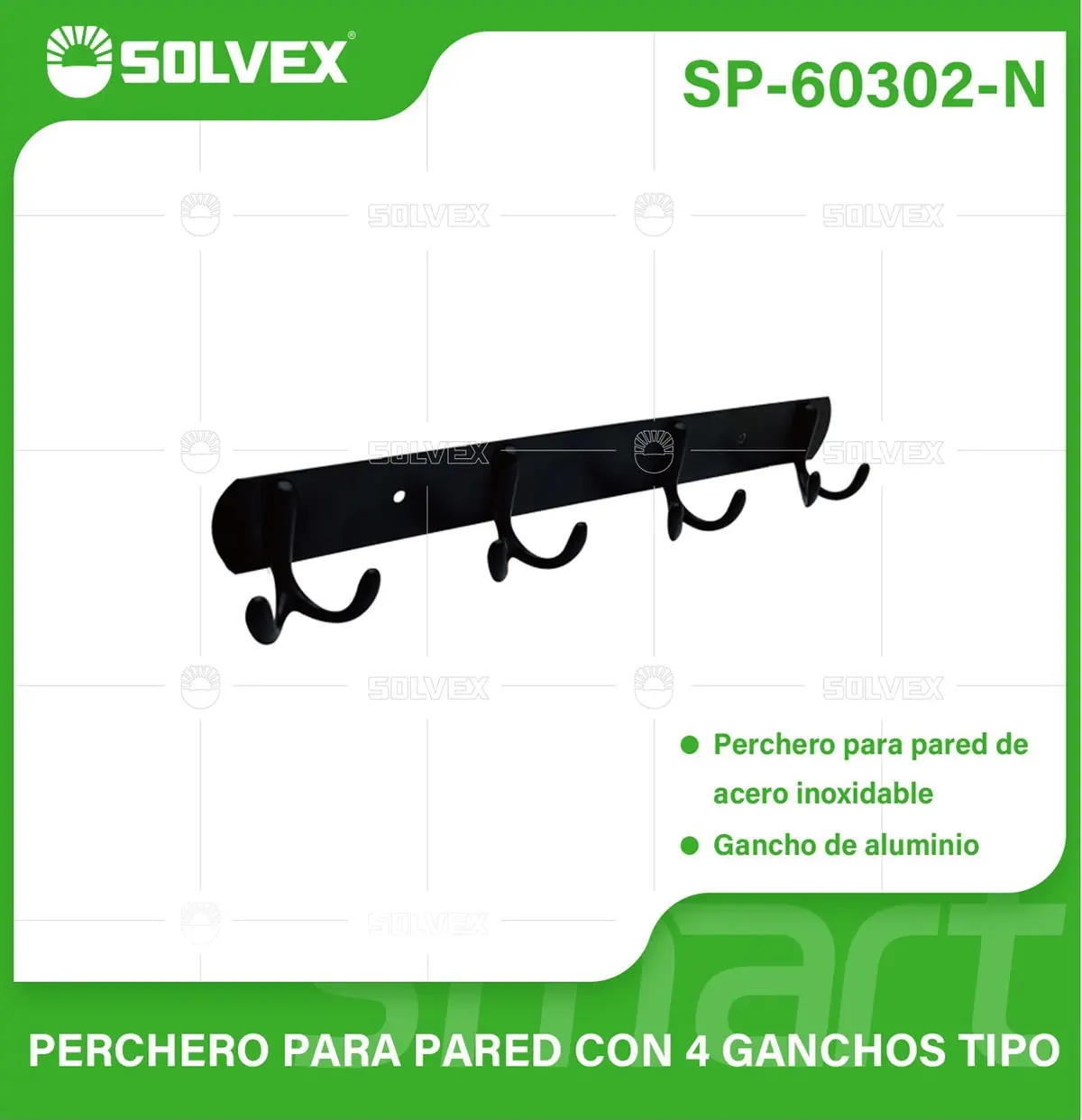 Perchero De Pared Con 4 Ganchos. Acero Inoxidable Y Aluminio. Color Negro. Ideal Para Toallas O Ropa. 1