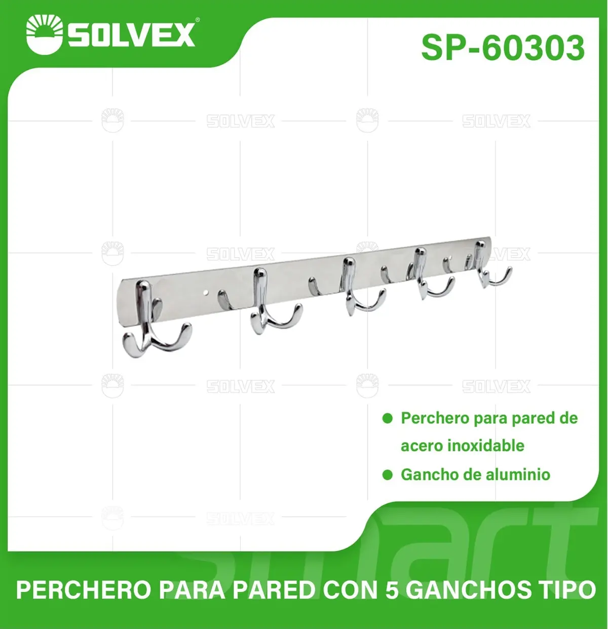 Perchero De Pared Con 5 Ganchos. Acero Inoxidable Y Aluminio Con Acabado Cromado. Ideal Para Toallas O Ropa. 1