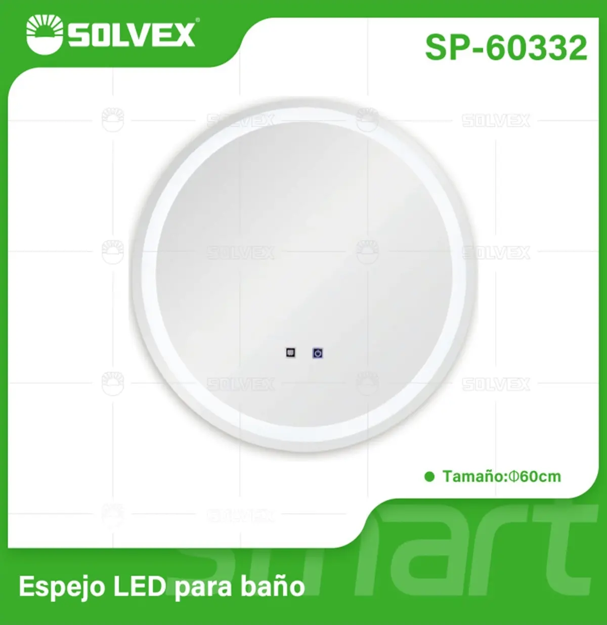 Espejo Led Redondo 60 Cm Con Luz Led De 3 Tonos, Botón Táctil Y Función Antiempañante Para Baño. 1
