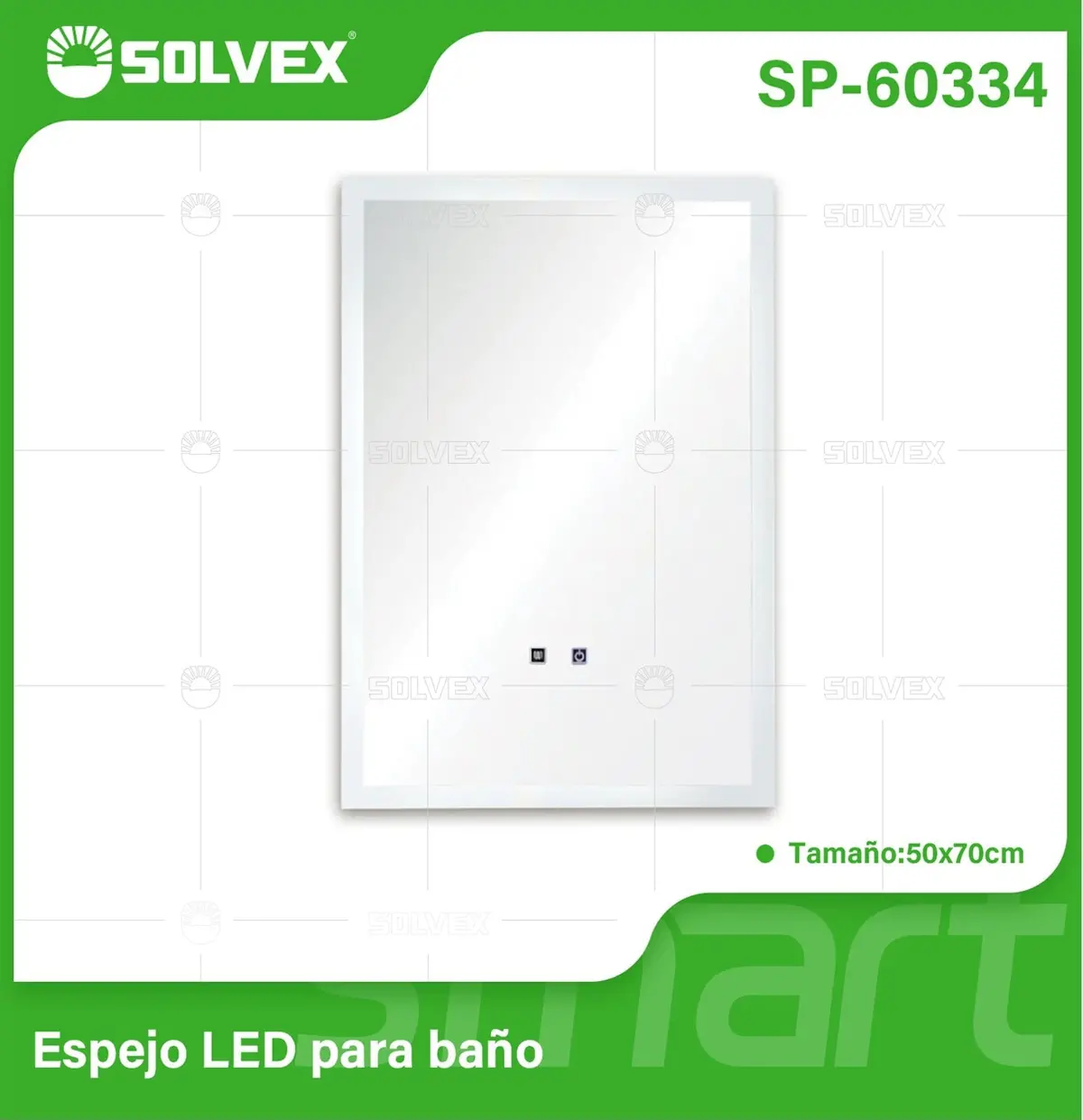 Espejo Led Rectangular 70X50cm Con Luz Led De 3 Tonos, Botón Táctil Y Sistema Antiempañante Para Baño Moderno. 1