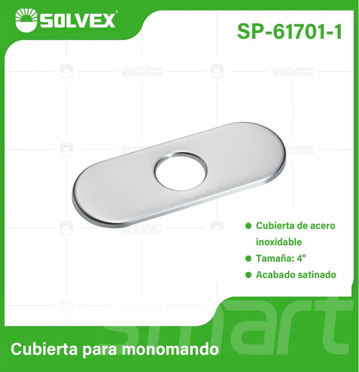 Cobertor Para Llave De Fregador 4". Placa Para Grifo De Acero Inoxidable. Acabado Satinado. 1