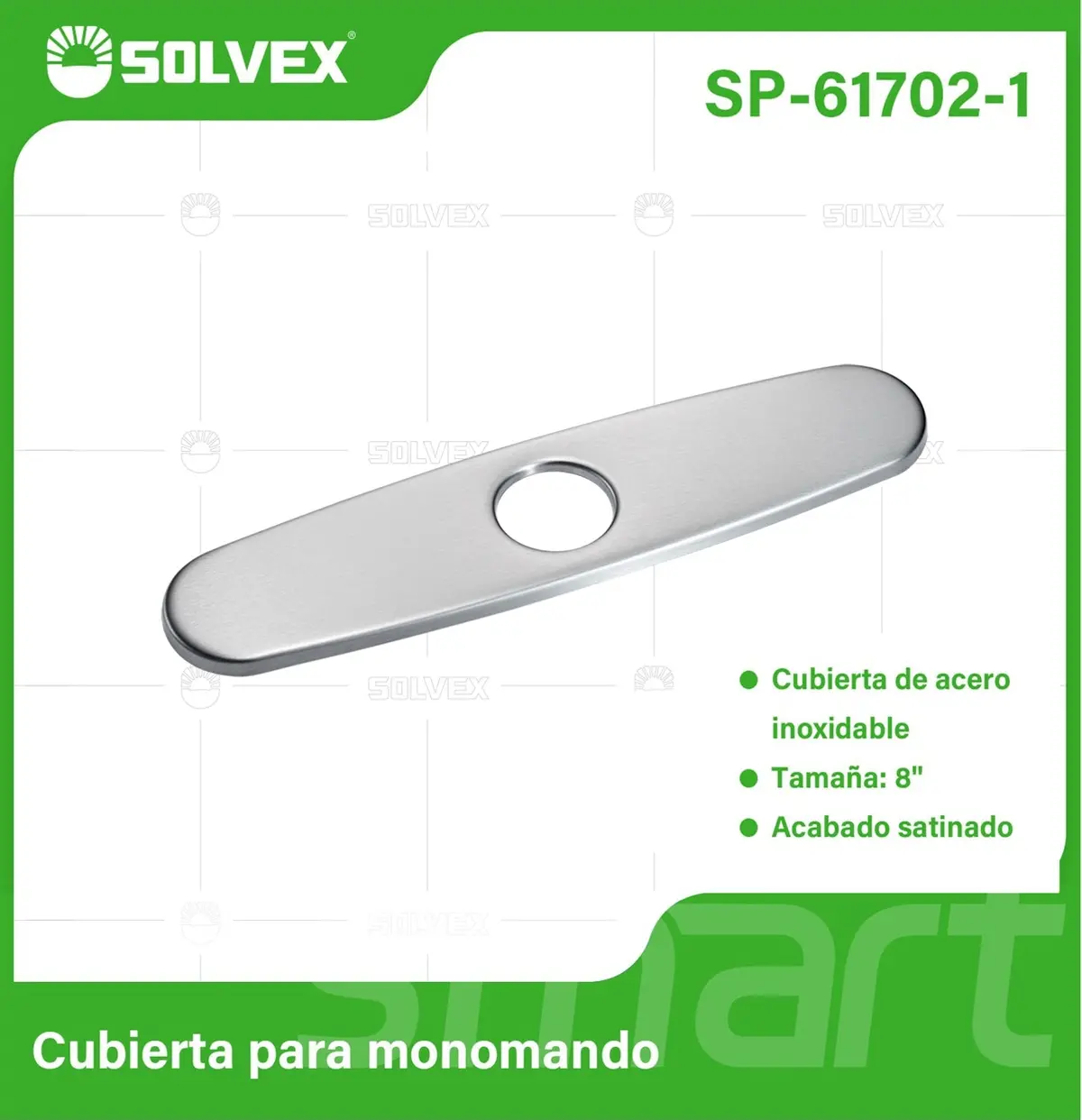 Cobertor Para Llave De Fregador 8". Placa Para Grifo De Acero Inoxidable. Acabado Satinado. 1