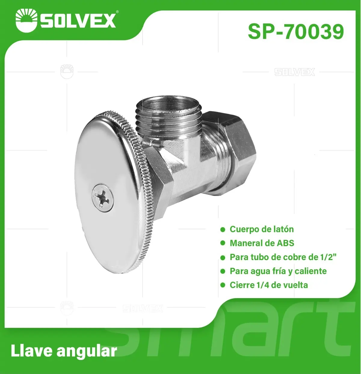 Llave De Ángulo 1/2" Con Cierre De 1/4 De Vuelta. Agua Fría Y Caliente. Para Tubería De Cobre. 1