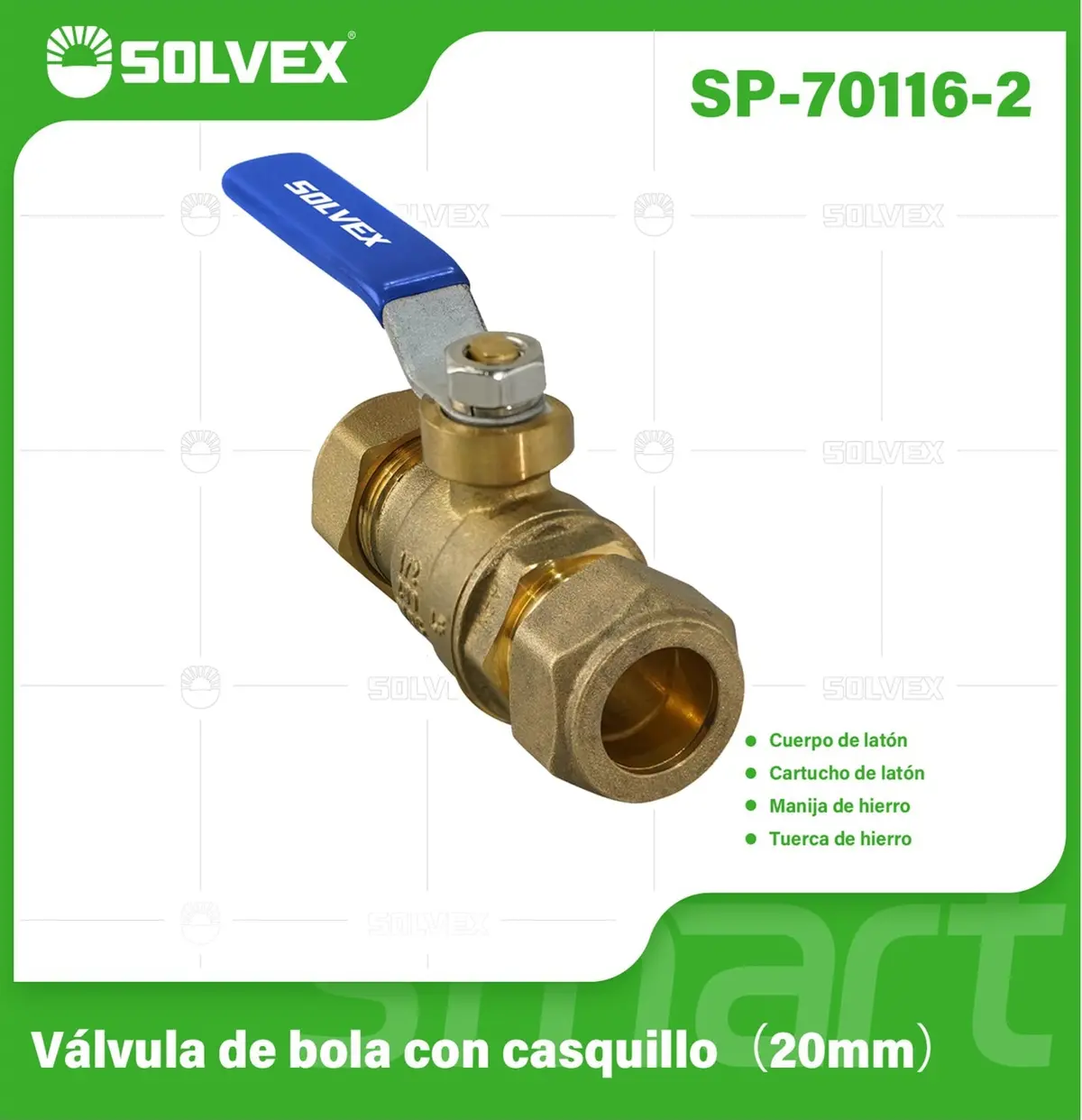 Válvula De Bola Con Casquillo 20 Mm (1/2") De Latón Con Manija Metálica. Para Agua, Aceite Y Gas (Wog). 1