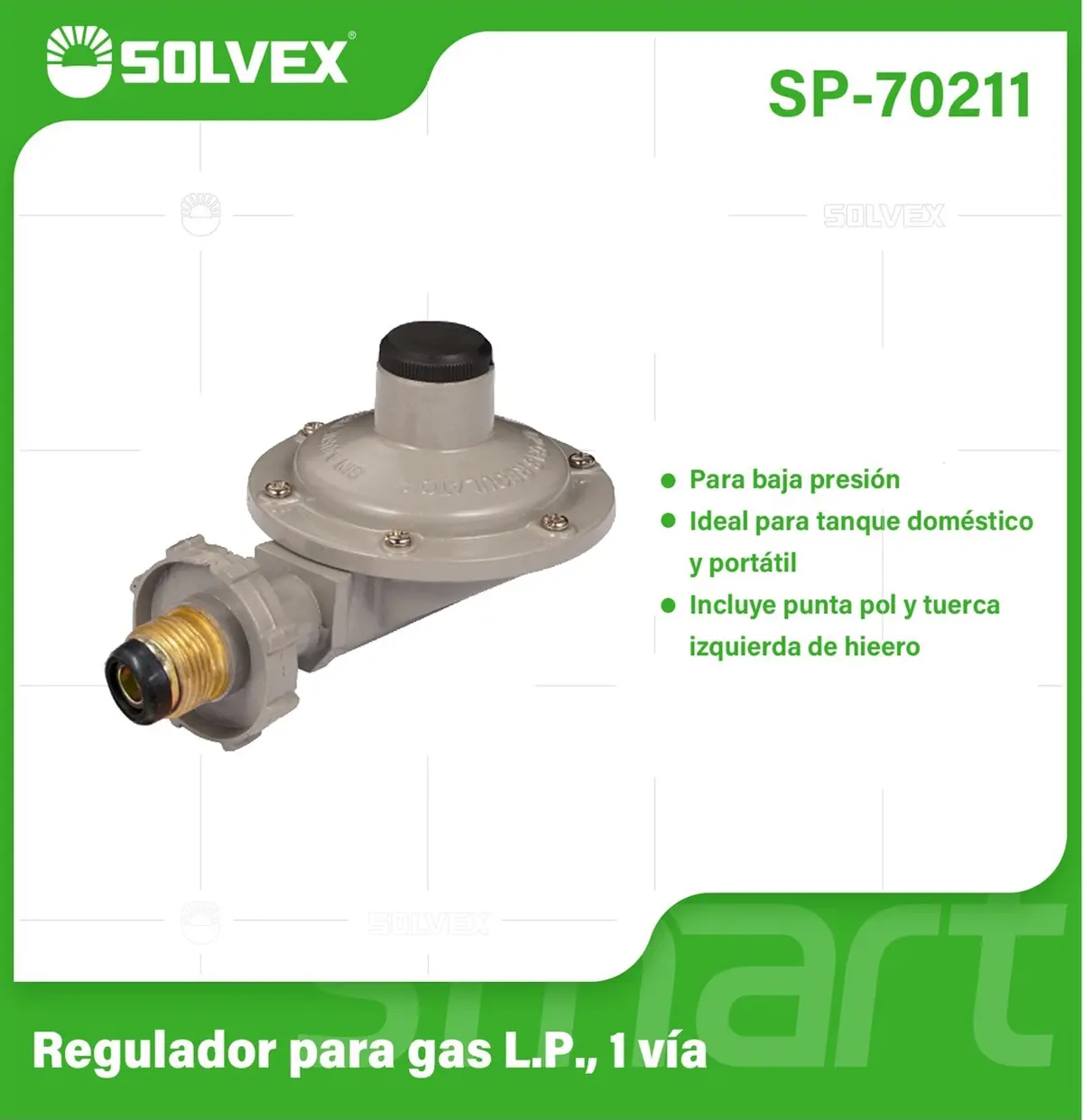 Regulador De Gas Lp Para Tanque Doméstico 1 Vía De Baja Presión Con Salida 3/8". 1