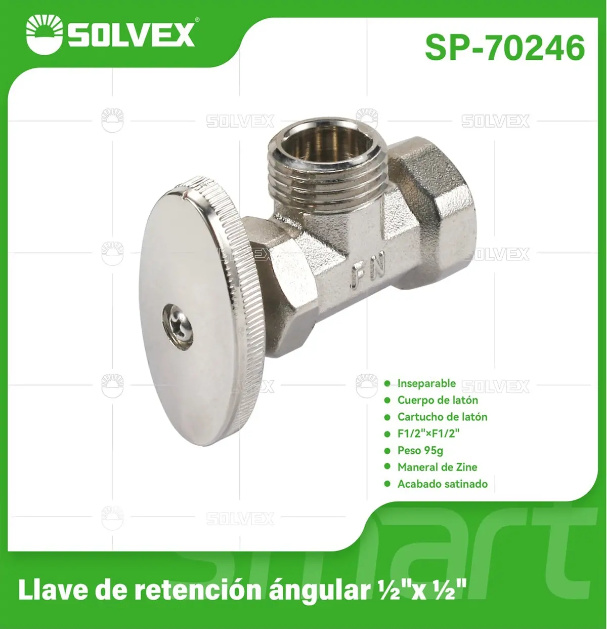 Llave De Ángulo 1/2" X 1/2" Para Agua Con Válvula De Retención Inseparable. Uso En Lavamanos, Fregadores E Inodoros. 1