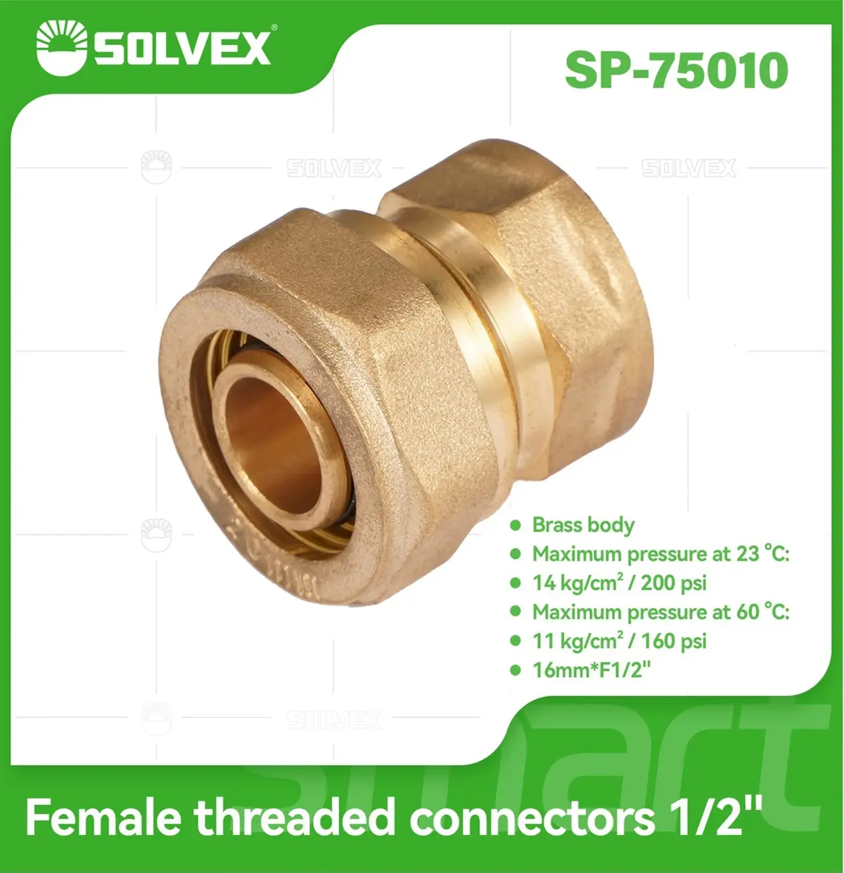Conector De Compresión Roscado Hembra 1/2" (16 Mm X H1/2") En Latón. Unión Para Agua Y Gas. 1
