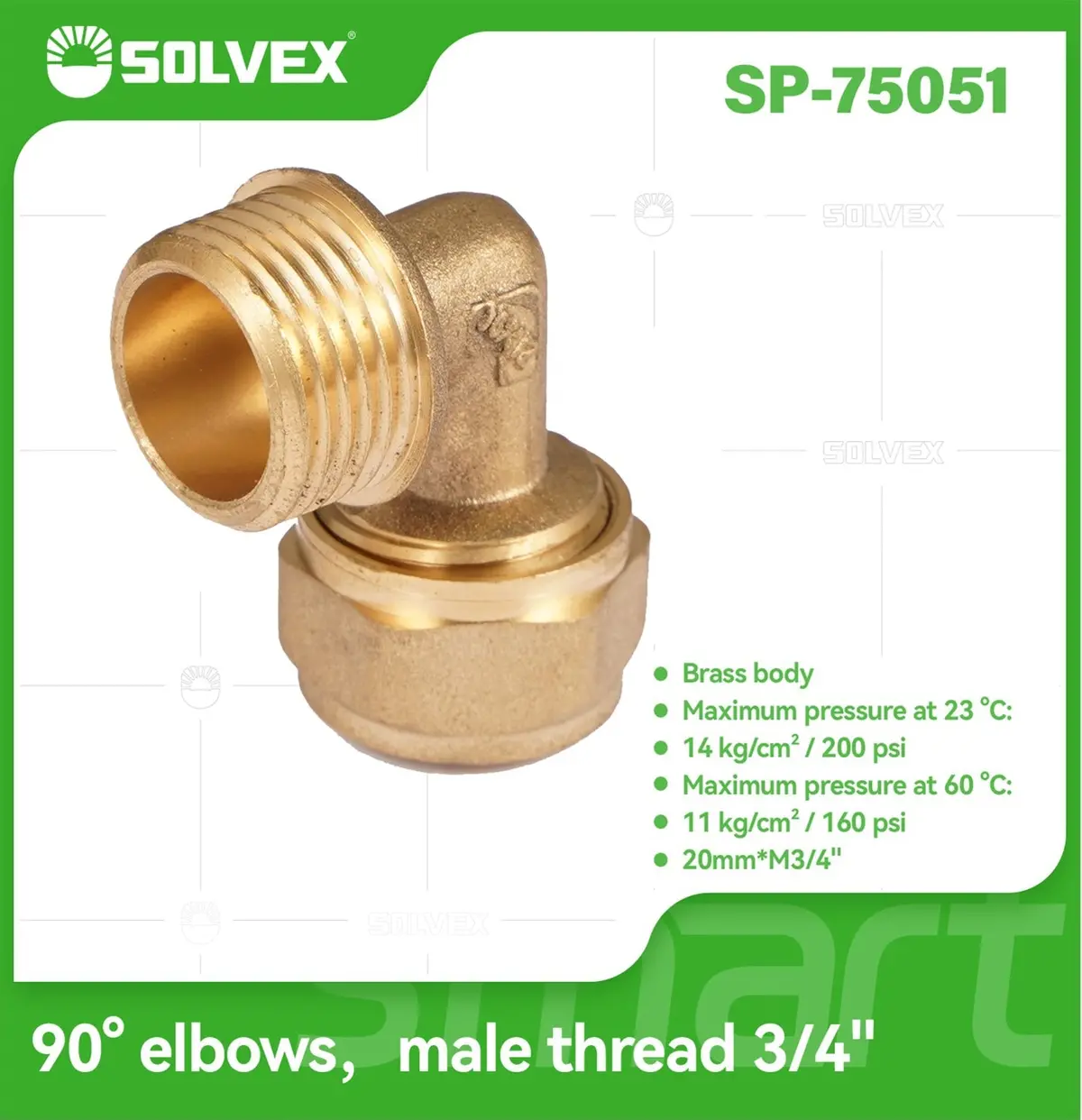Codo De Compresión 90° 3/4" En Latón. Rosca Macho (20 Mm X M3/4") Conector Para Agua Y Gas. 1