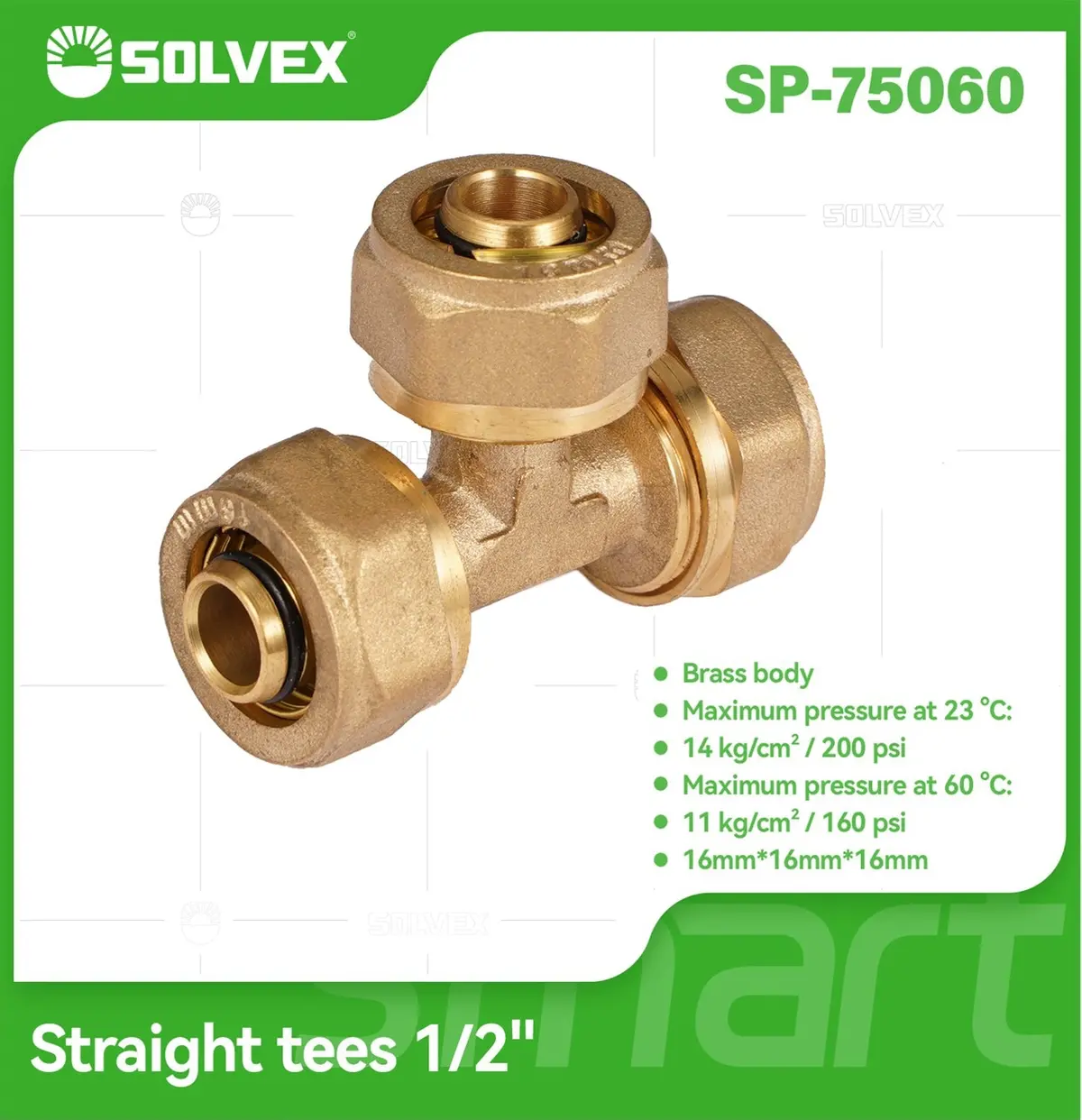 Tee De Compresión Recta 1/2" (16 Mm X 16 Mm X 16 Mm) En Latón. Unión De 3 Vías Para Agua Y Gas. 1
