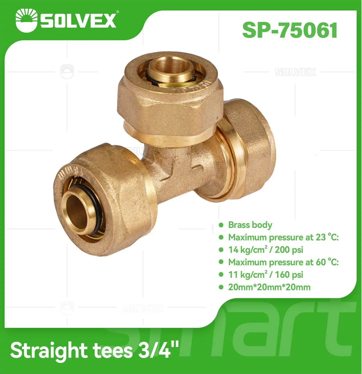 Tee De Compresión Recta 3/4" (20 Mm X 20 Mm X 20 Mm) En Latón. Unión De 3 Vías Para Agua Y Gas. 1