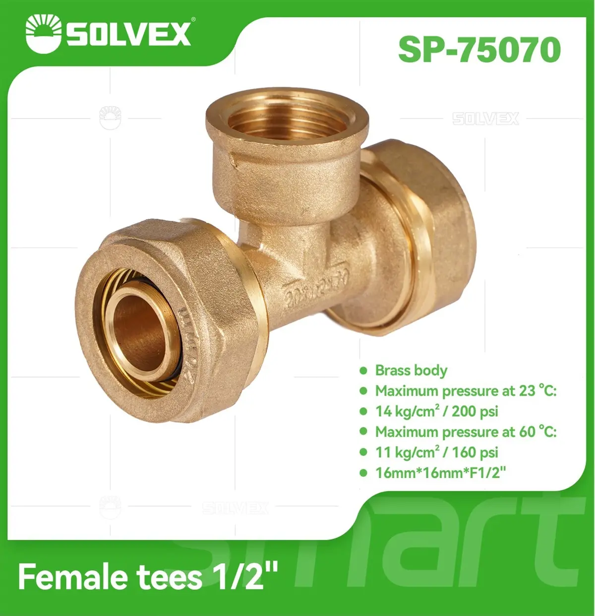 Tee De Compresión Hembra 1/2" (16 Mm X 16 Mm X H1/2") En Latón. Conector De 3 Vías Para Agua Y Gas. 1