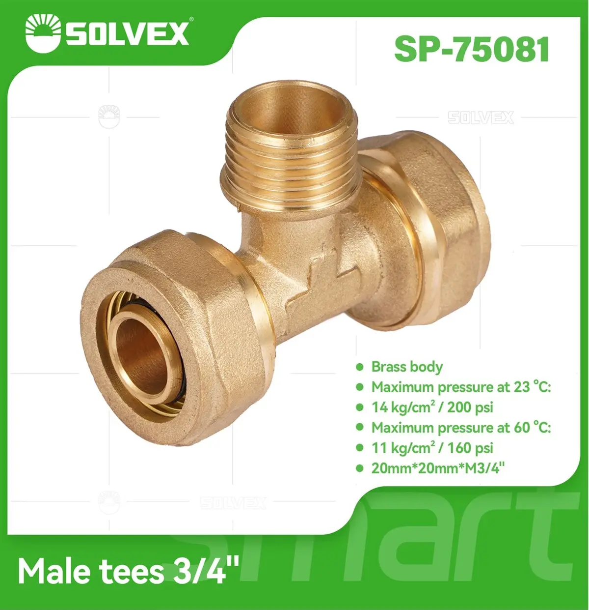 Tee De Compresión Macho 3/4" (20 Mm X 20 Mm X M3/4") En Latón. Conector De 3 Vías Para Agua Y Gas. 1