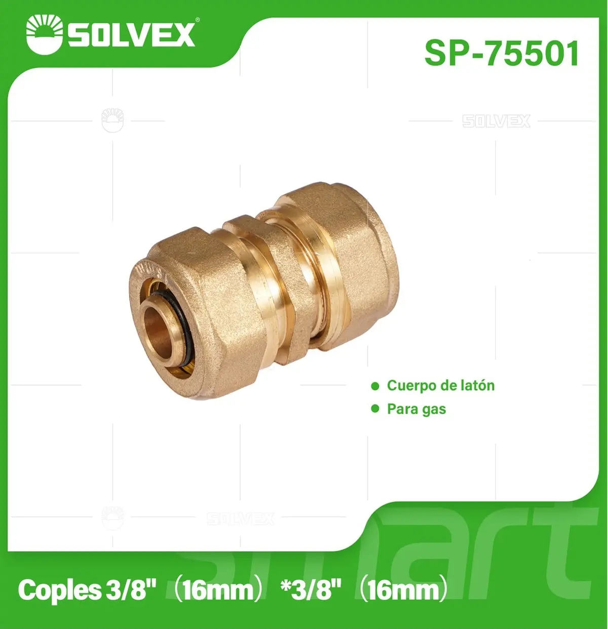 Conector De Compresión Recto 3/8" (16 Mm) En Latón. Unión Directa Para Agua Y Gas. 1