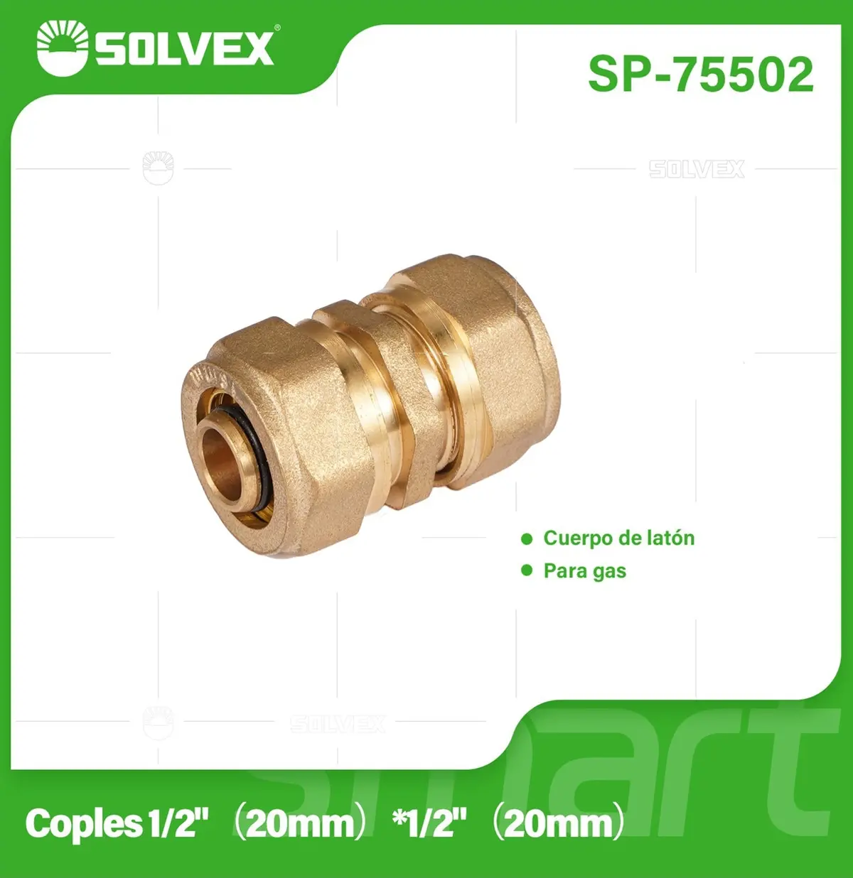 Conector De Compresión Recto 1/2" (20 Mm) En Latón. Unión Directa Para Agua Y Gas. 1
