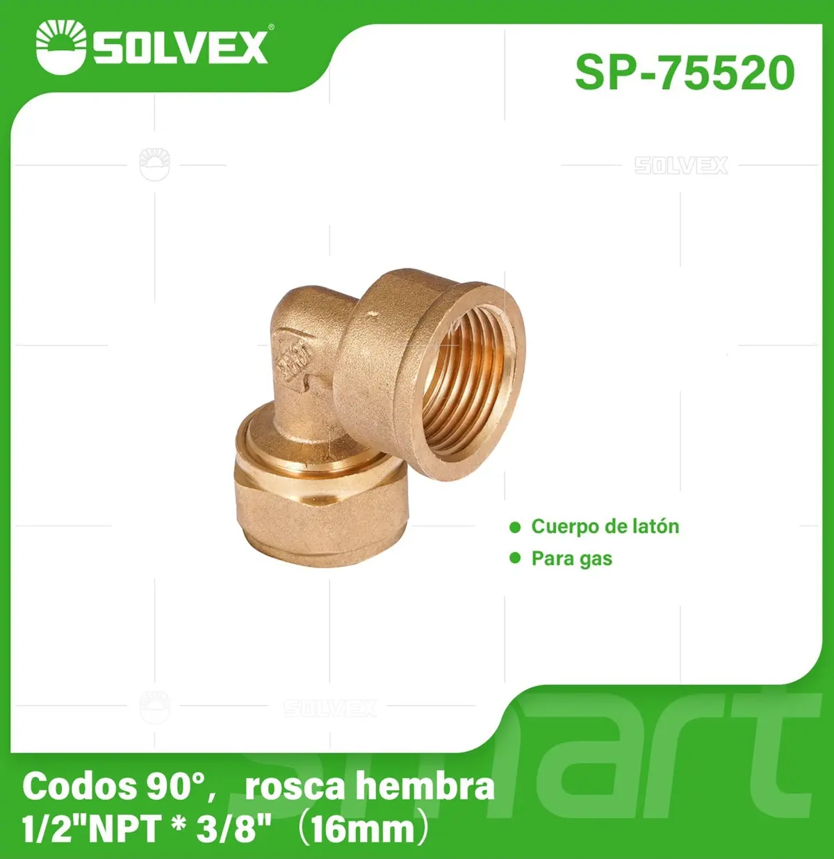 Codo De Compresión 90° Rosca Hembra 1/2" Npt X 3/8" (16 Mm) En Latón. Conector Angular Para Agua Y Gas. 1