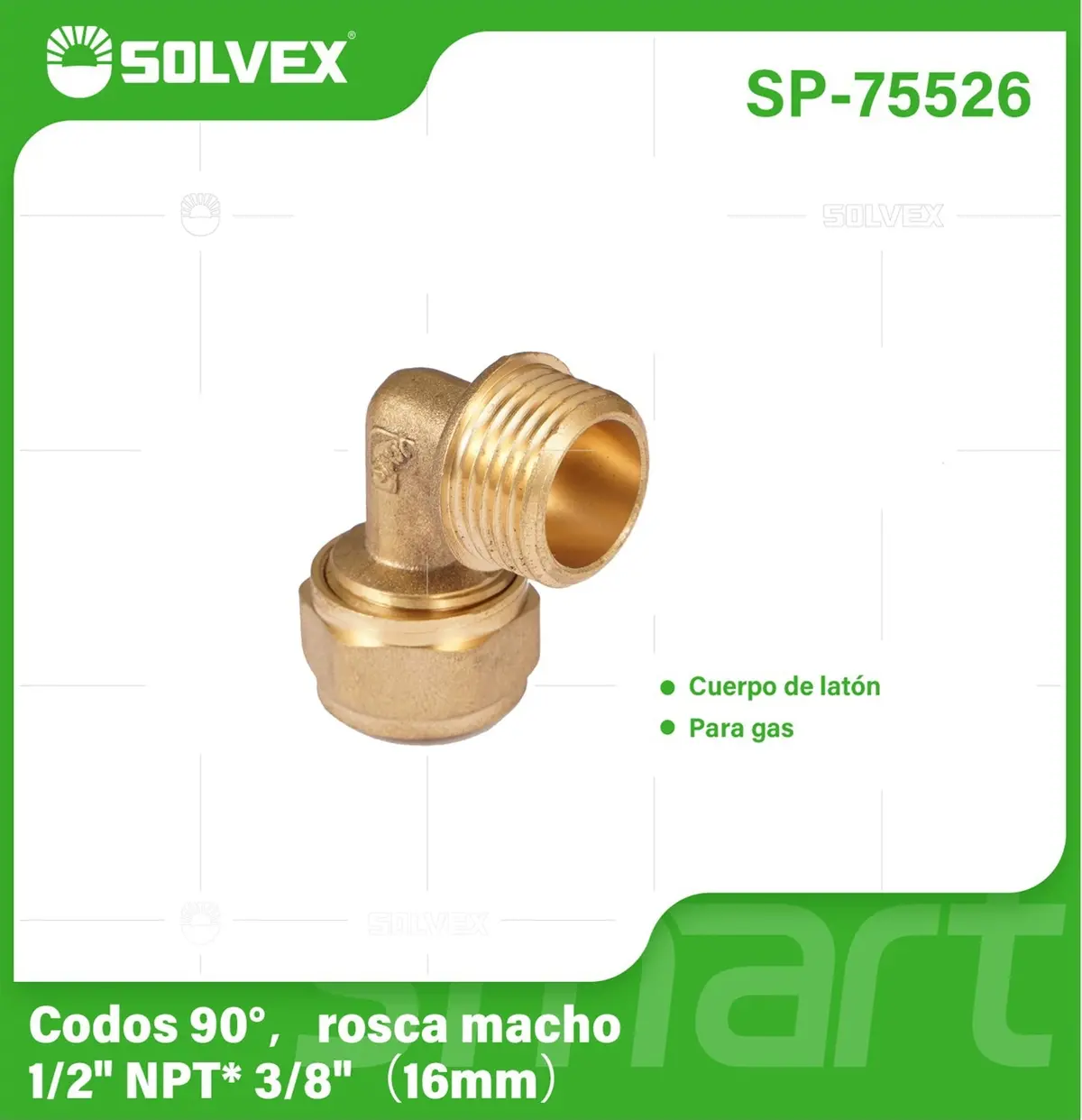 Codo De Compresión 90° Rosca Macho 1/2" Npt X 3/8" (16 Mm) En Latón. Conector Angular Para Agua Y Gas. 1