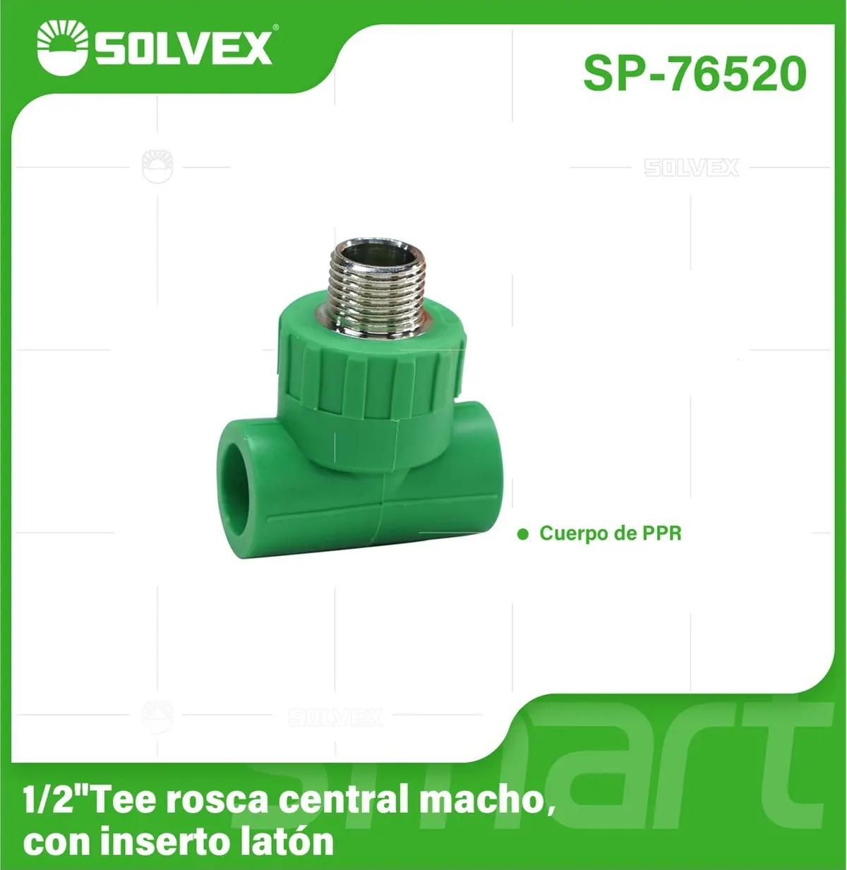 Tee Ppr 1/2" Con Rosca Central Macho. Conector Termofusión Para Agua. 1