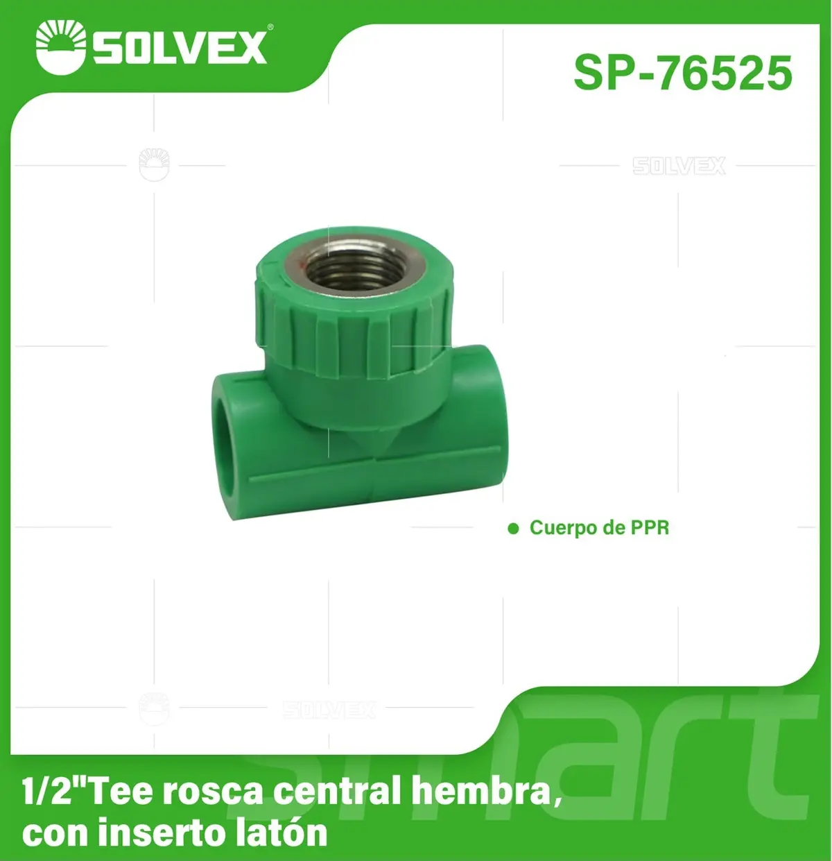 Tee Ppr 1/2" Con Rosca Central Hembra. Conector Termofusión Para Agua. 1