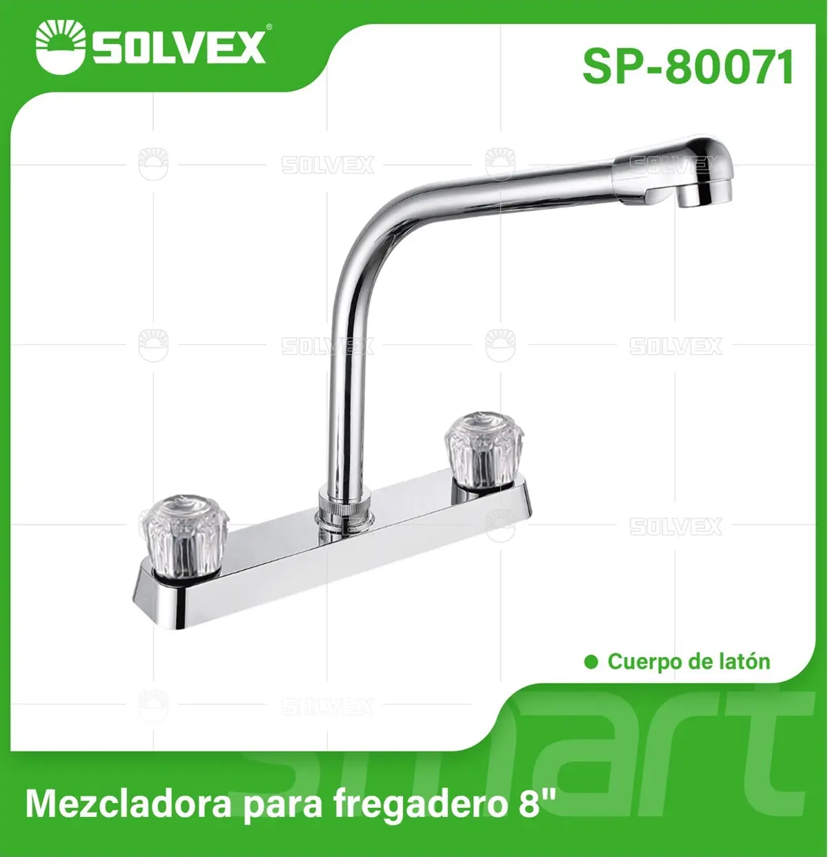 Llave Para Fregador De Cocina 8" Latón Cromado. Grifo De Giro Completo Con Pluma Alta Y Asas Acrílicas. 1