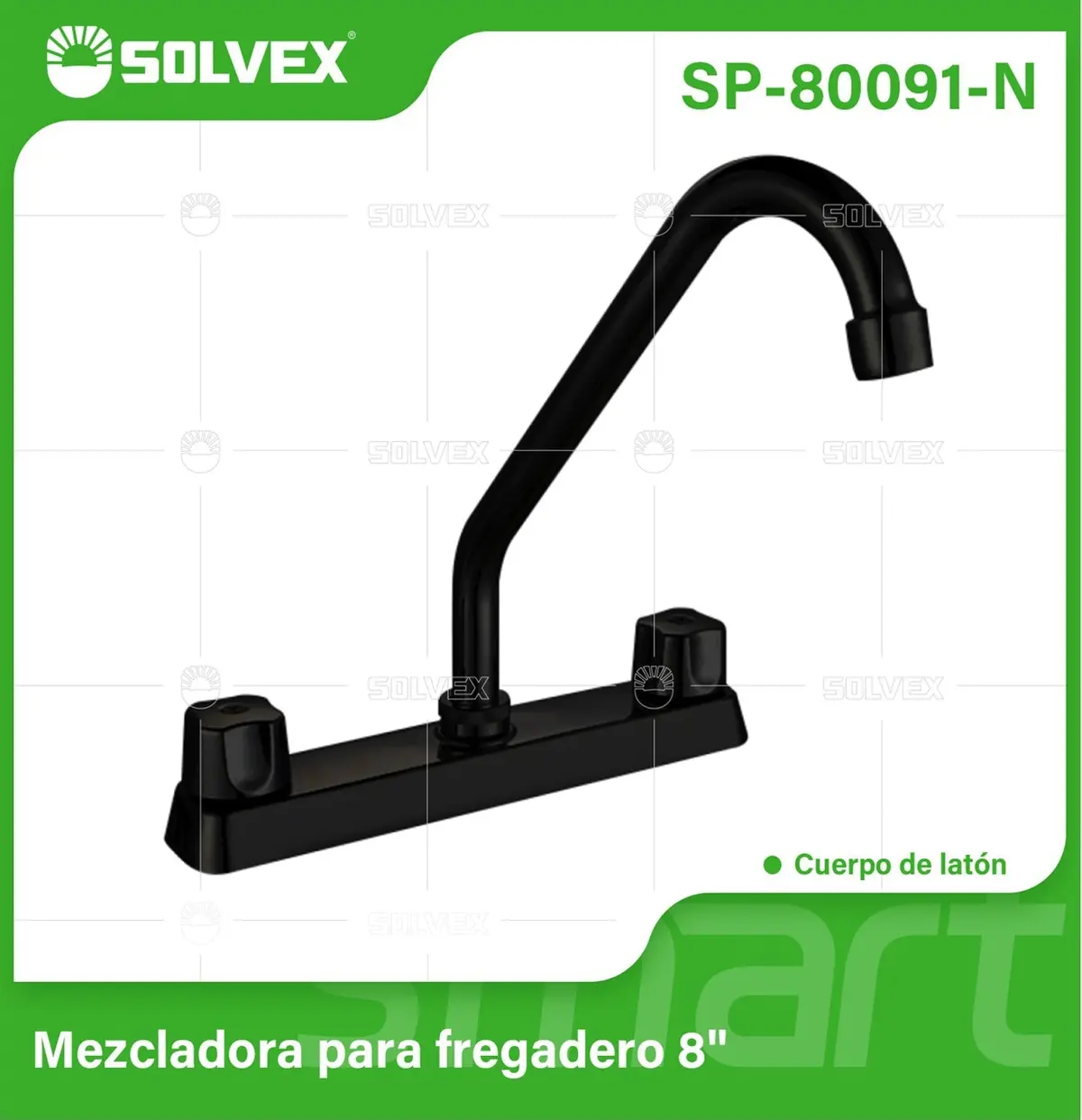 Llave Para Fregador De Cocina 8" Latón Negro. Grifo Alto De Giro Completo Con Pluma Y Manijas Metálicas. 1