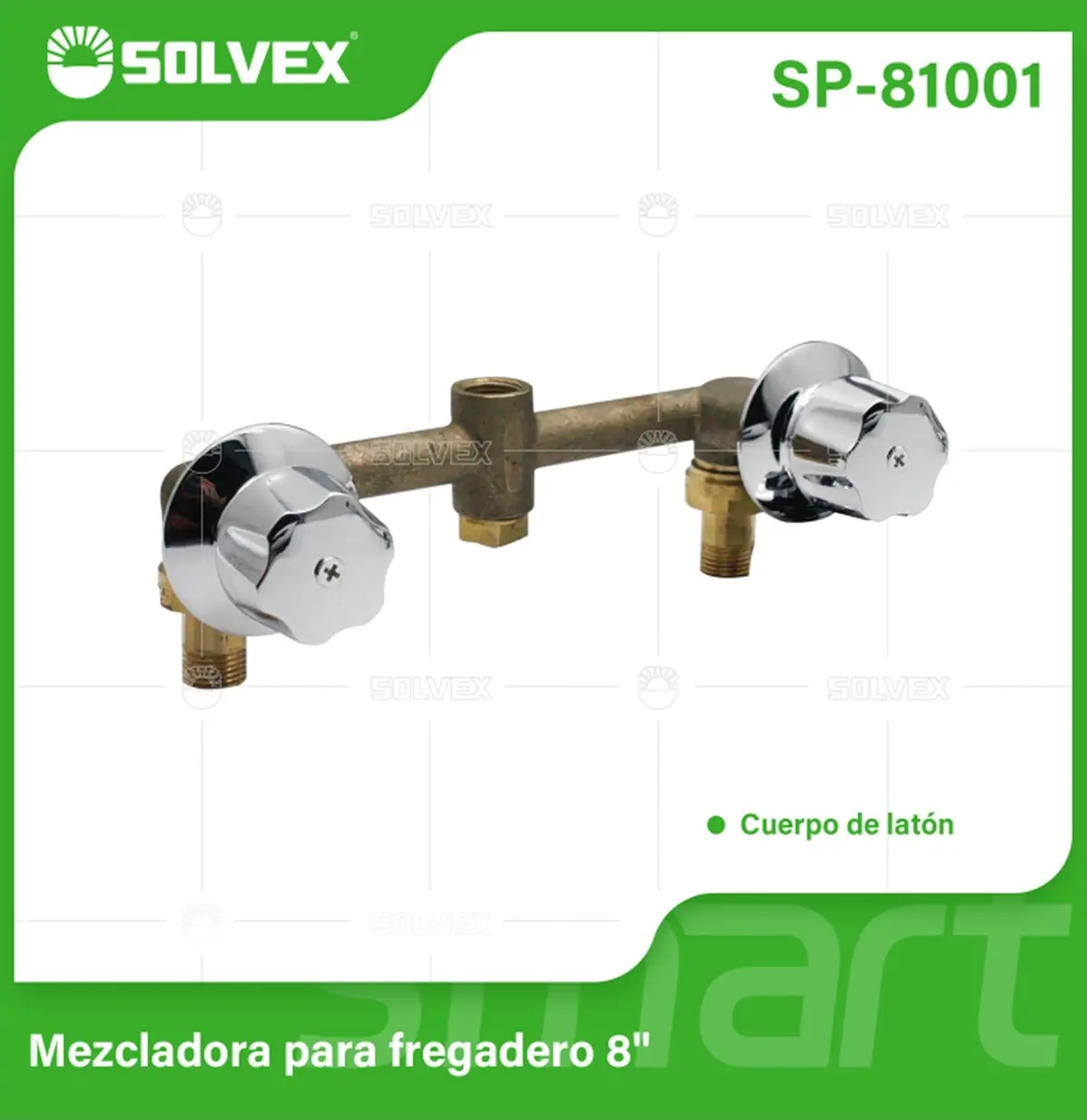 Llave Mezcladora Para Fregador De 8" De Latón Con Manerales Cromados. 1