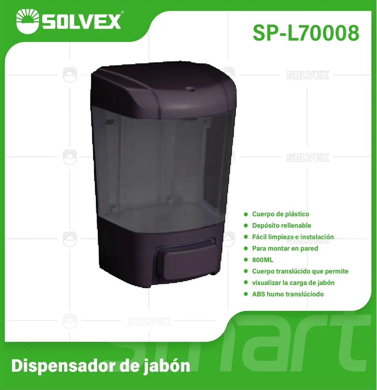 Dispensador De Jabón Líquido 800Ml. Color Negro. Montaje De Pared Resistente Para Baño Y Cocina. 1
