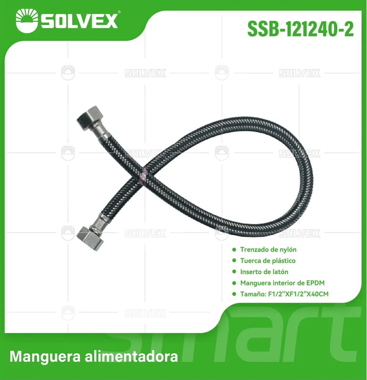 Tubo De Abasto Manguera Flexible 40Cm. Acero Inoxidable Trenzado Con Tuercas Metálicas H1/2'' X H1/2''. 1