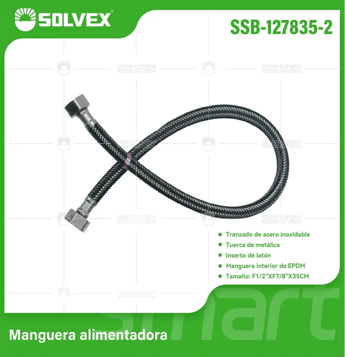 Tubo De Abasto Manguera Flexible 35Cm. Acero Inoxidable Trenzado Con Tuercas Metálicas H1/2'' X H7/8''. 1