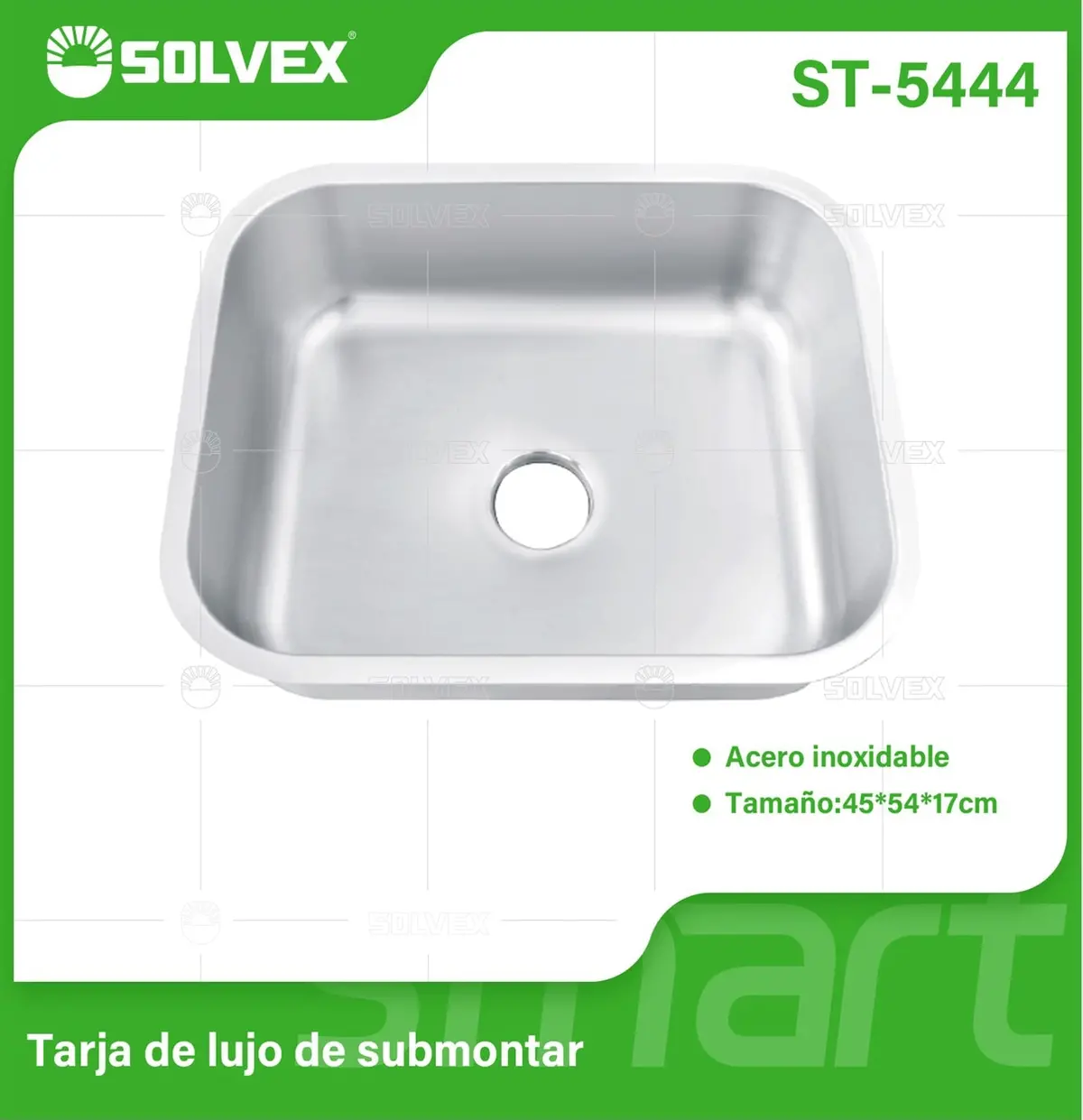 Fregador De Cocina Submontar 45X54x17cm. Acero Inoxidable. Superficie Cepillada. 1