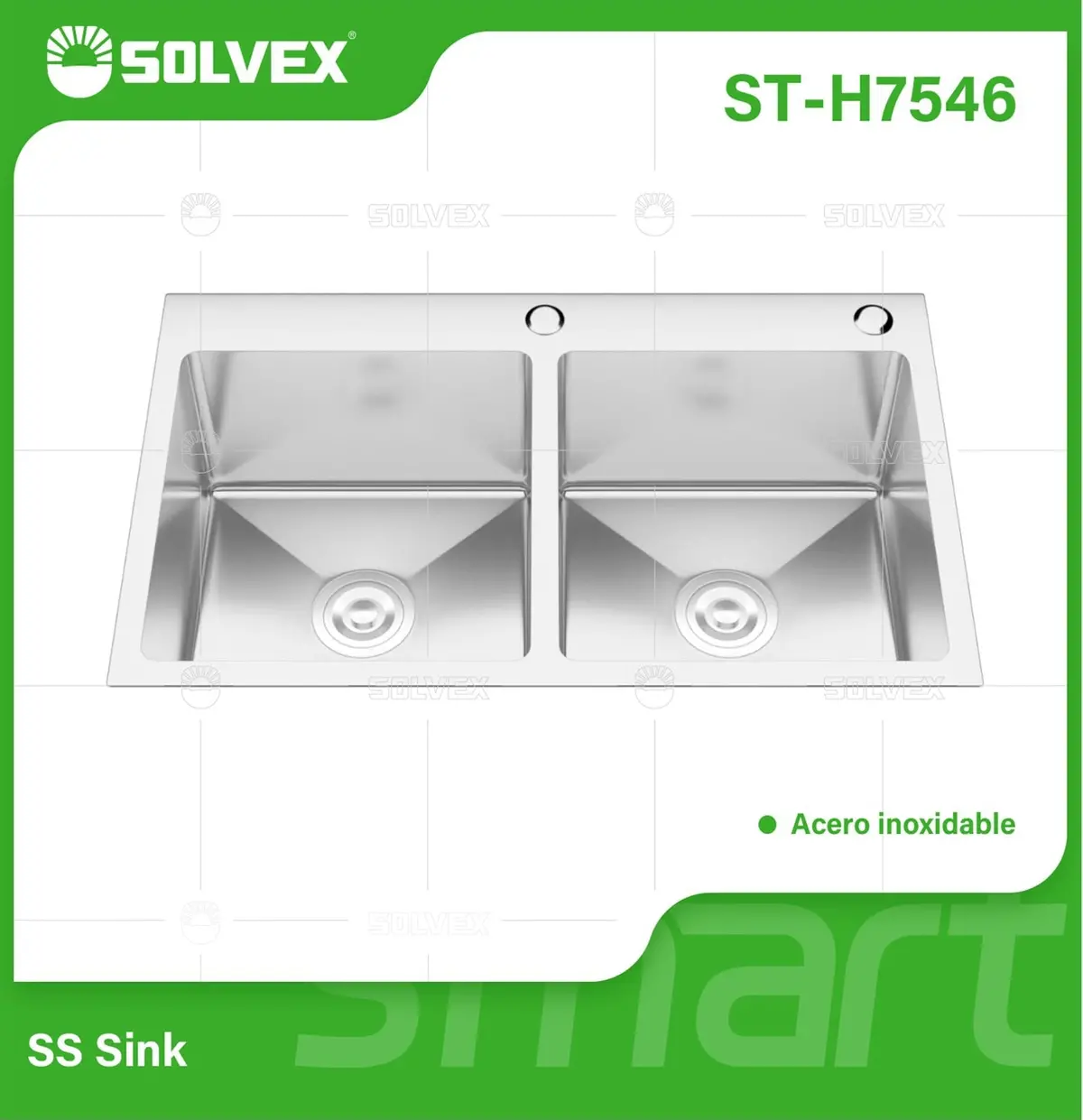 Fregador De Cocina Empotrable Con Doble Tina 75X46x22cm. Acero Inoxidable Con Superficie Cepillada. 1