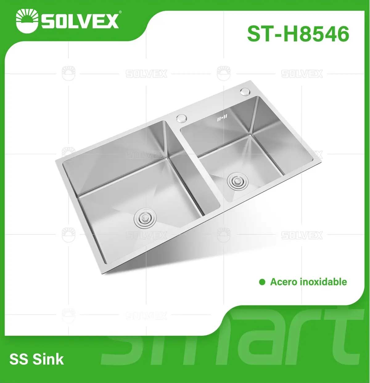 Fregador De Cocina Empotrable Con Doble Tina 85X46x22cm. Acero Inoxidable Con Superficie Cepillada. 1