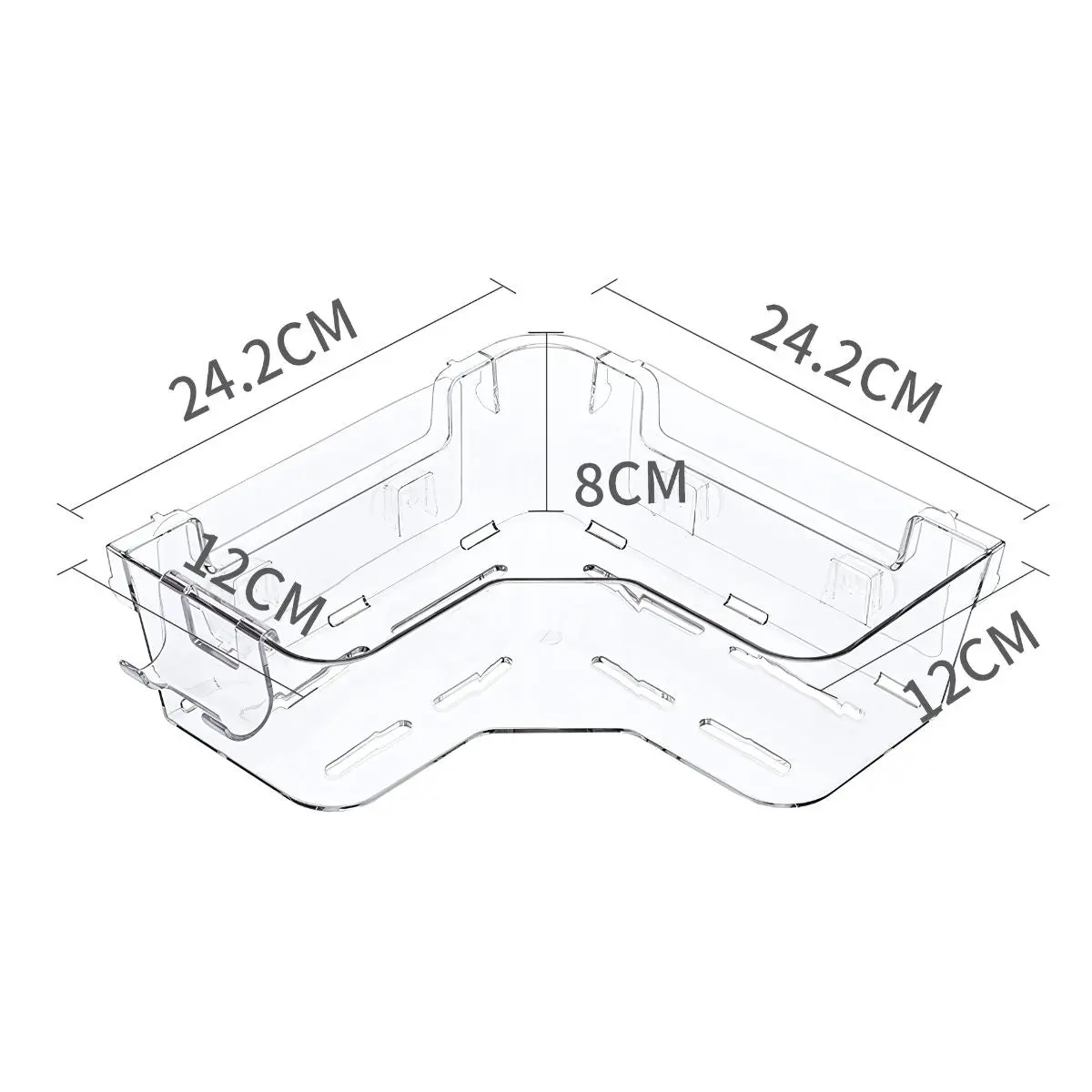 Repisa Esquinera Organizadora De Ducha. Cesta Para Baño De Plástico Transparente. Jabonera De Esquina 24.2X24.2X12cm. ( Incluye Autoadhesivo) 1