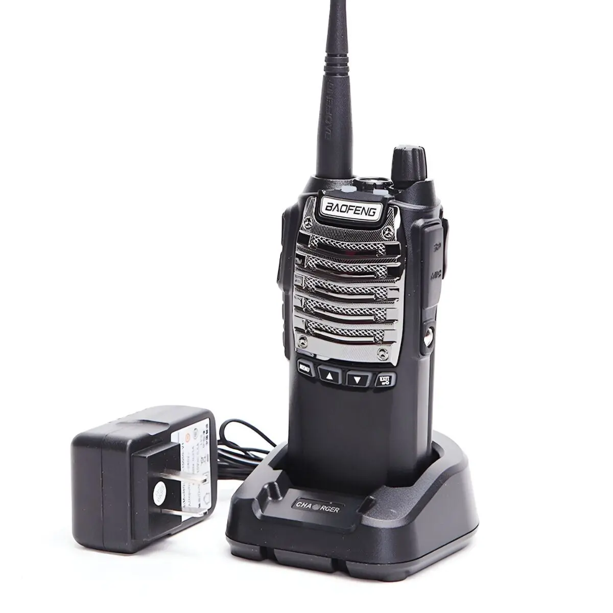 Radio Walkie Talkie Profesional De Doble Banda Vhf/Uhf 128 Canales De Largo Alcance. Recargable Con Base De Carga. Color Negro (Unidad). 1