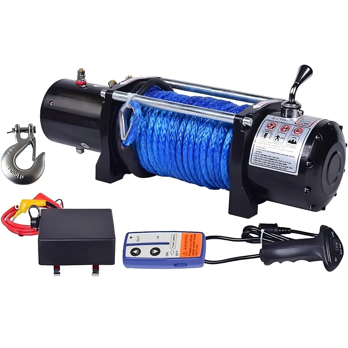 Winche Eléctrico 12,000 Lbs 12V. Tecle Con Cable Sintético Azul. Malacate Para 4X4, Camiones Y Remolques. 1