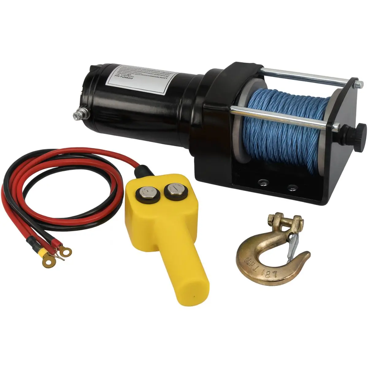 Winche Eléctrico 2,000 Lbs 12V. Tecle Con Cuerda Sintética Azul. Malacate Para Atv, Utv Y Embarcaciones. 1