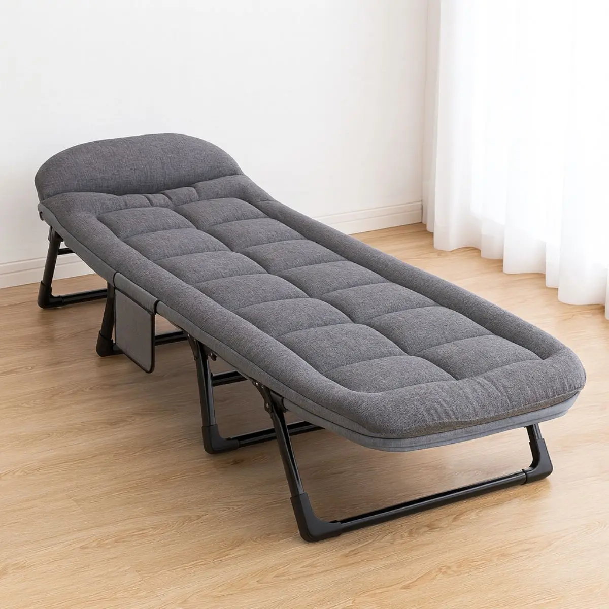 Cama Auxiliar Plegable Catre Portátil. Silla Reclinable Convertible En Cama. Catre Con Respaldo Ajustable.  66*190Cm 1