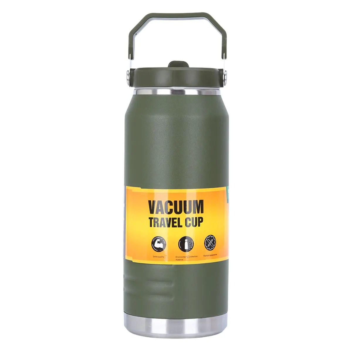 Botella De Agua Térmica 1600Ml. Termo De Doble Pared. Acero Inoxidable. Libre De Bpa. Color Verde Militar. 1