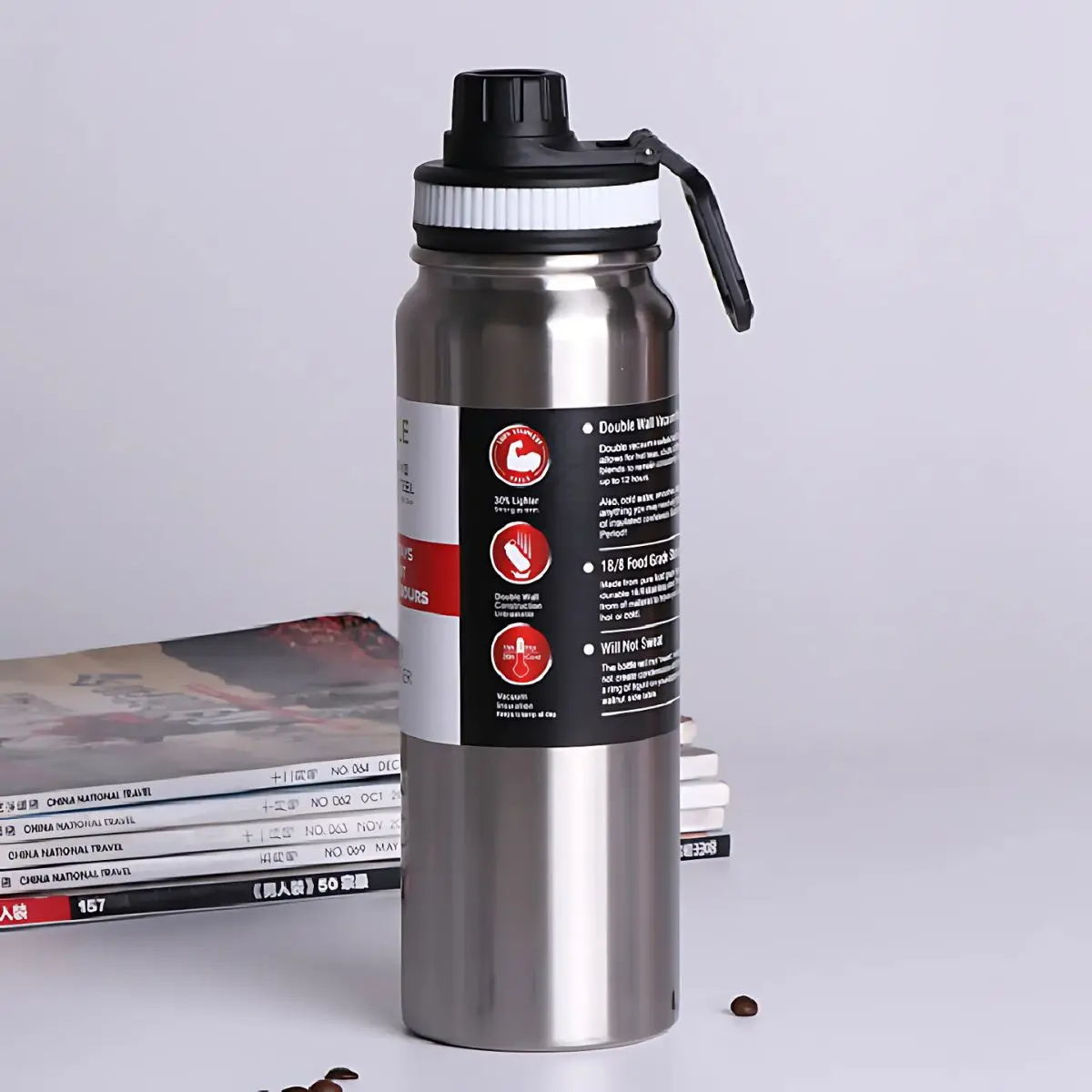Botella De Agua Térmica 800Ml De Acero Inoxidable. Termo De Doble Pared Para Agua, Café O Té. 1