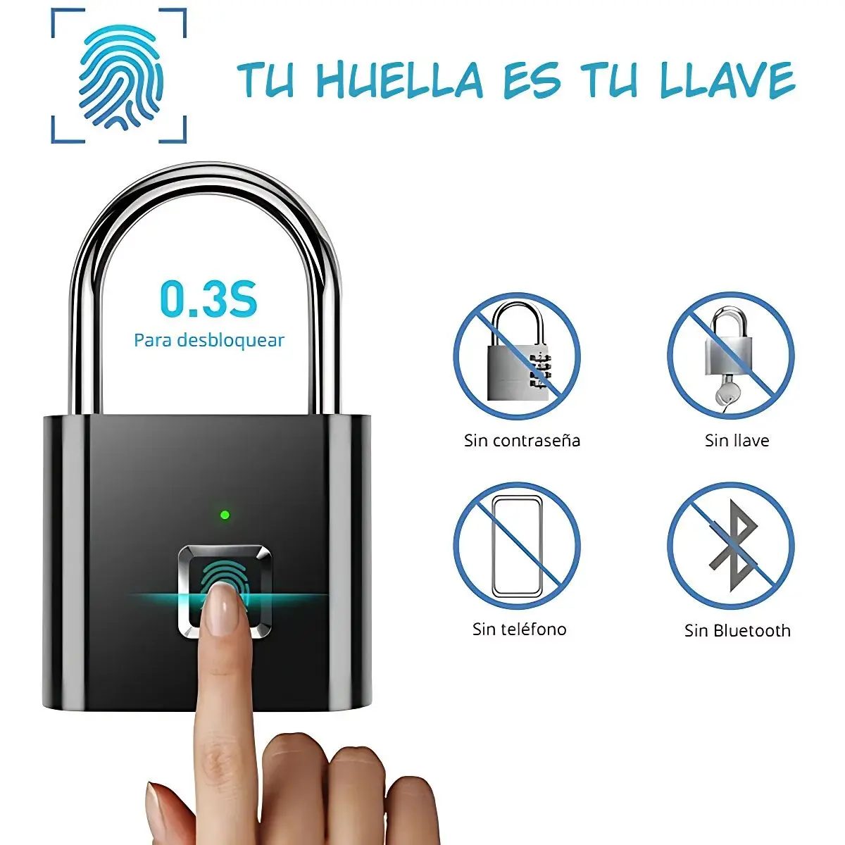 Candado Inteligente Con Huella Digital. Sin Llaves Ni Contraseña, Apertura Rápida De 0.5S. Smart Lock. 2