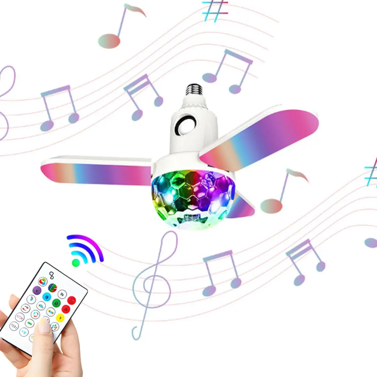 Foco Bombillo Led Con Bocina Integrada Bluetooth. Lámpara Rgb De Colores Con Control Remoto Y Parlante. Juego De Luce Tipo Disco 1