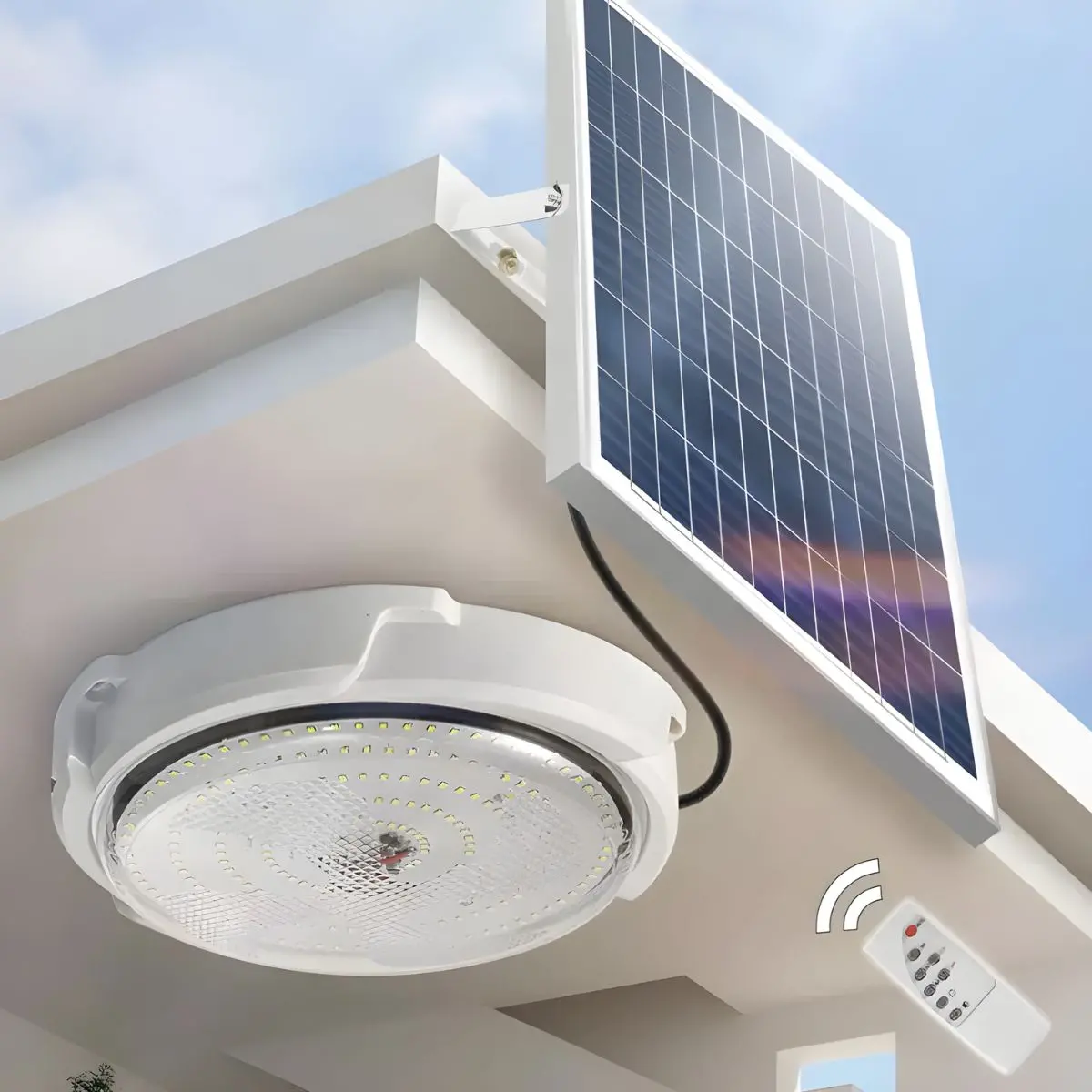 Lámpara Solar Led De Techo 200W Con Panel De Silicio Y Control Remoto. Luz Blanca Fría Para Interiores Y Exteriores Con Panel Solar. 1