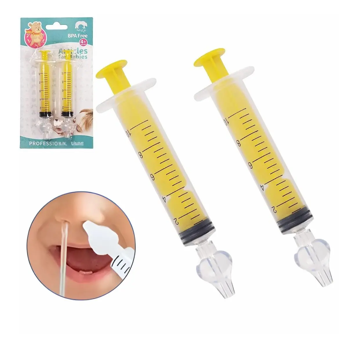 Jeringa Nasal Extractora De Mocos Para Bebé. 10 Ml Jeringa Multiusos Para Medicinas Y Limpieza Nasal. (Set De 2 Piezas) 1