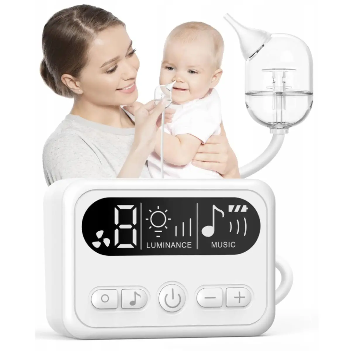 Aspirador Nasal Eléctrico Para Bebés Y Niños. Succiona Mocos Con Luz Nocturna Y Música (9 Niveles De Intensidad). De Bateria Recargable Con Usb C 1